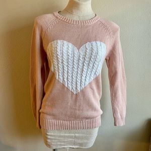 Pink and White Heart Pink Lily Sweater